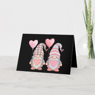 Valentine's Day Pink Heart Couple Gnome Balloons Thank You Card