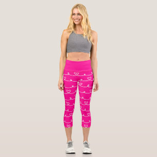valentines day pink hearts abstract  capri leggings