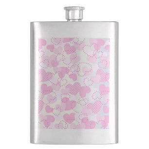 Valentine's Day Pink Hearts Background Hip Flask