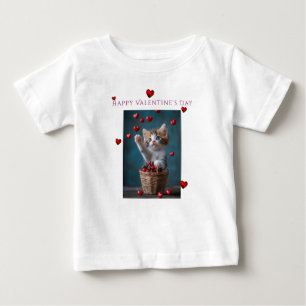Valentine's Day Pink Lace Heart Satin Ribbon Baby T-Shirt