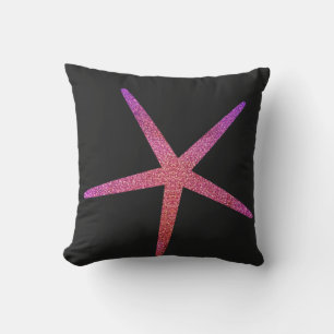 Valentines Day Pink Purple Glitter Starfish Gift Outdoor Pillow