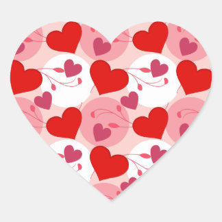 Valentines Day Pink & Red Heart Pattern Heart Sticker