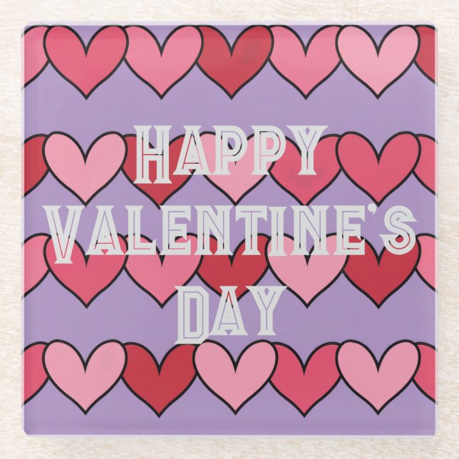 Valentine's Day Pink Red Hearts Lavender Coaster (Front)