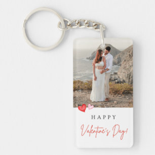 Valentine's Day Pink & Red Hearts Photo Keychain