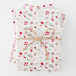 Valentines day pink red pattern  wrapping paper sheet