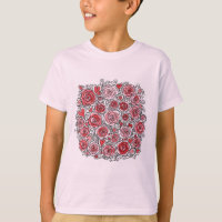 Valentine's Day Pink Red Roses Hearts Doodles