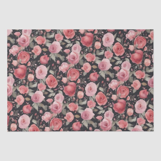Valentines Day Pink & Red Roses  Tissue Paper (Front)
