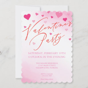 Valentine's Day Pink Watercolor Party Invitation
