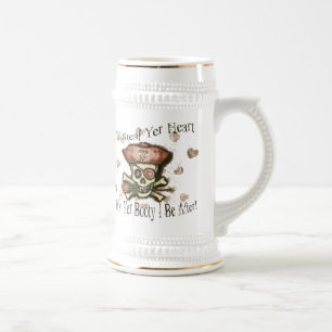 Valentine's Day Pirate Sepia Beer Mug