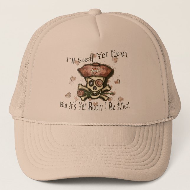 Valentine's Day Pirate Sepia Tone Hat (Front)