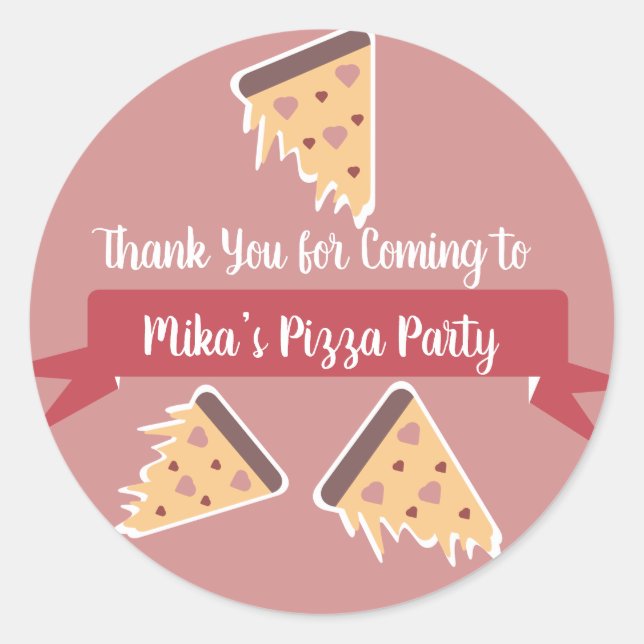 Valentines Day Pizza Party Kids Party  Classic Round Sticker (Front)