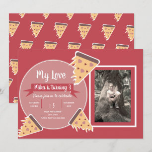 Valentines Day Pizza Party Kids Party Photo Invitation