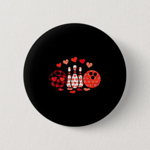 Valentines Day Plaid Bowling Valentine Srts Men Wo 2 Inch Round Button