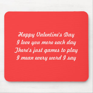 Valentine's day poem mouse pad