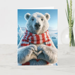 Valentine's Day Polar Bear With Heart Paws Card