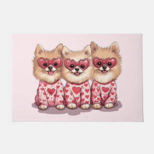 Valentines Day Pomeranian Dogs Doormat