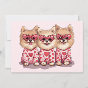 Valentines Day Pomeranian Dogs Holiday Card