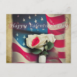Valentine's Day Postcard for Patriots White Rose