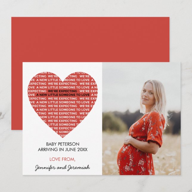 Valentines day pregnancy announcement big heart (Front/Back)