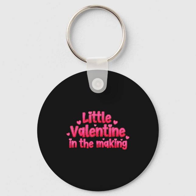 Valentines Day Pregnancy Announcement Little Valen Keychain (Front)