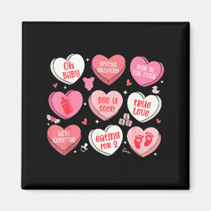 Valentines day pregnancy heart candy announcement magnet