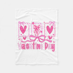 Valentines Day Preppy Hearts Coquette Bow Women Gi Fleece Blanket