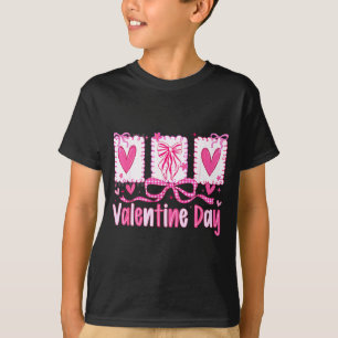 Valentines Day Preppy Hearts Coquette Bow Women Gi T-Shirt