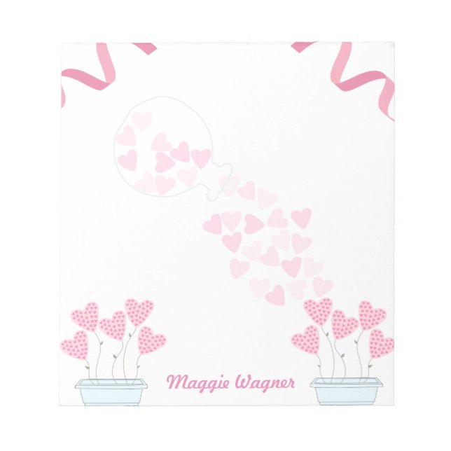 Valentine's Day Pretty Heart  Notepad (Front)