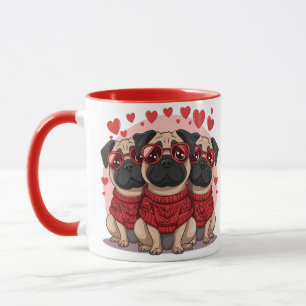 Valentines Day Pug Dogs Mug