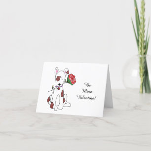 Valentine's Day Puppy Holding Red Rose   Thank You Card