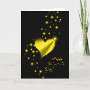 Valentine's Day -Rainbow Heart with Stars on black Holiday Card