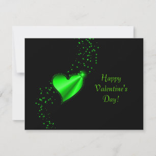 Valentine's Day -Rainbow Heart with Stars on black Holiday Card