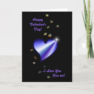 Valentine's Day Rainbow heart with Stars on black Holiday Card