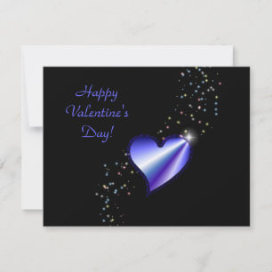 Valentine's Day -Rainbow Heart with Stars on black Holiday Card