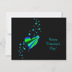 Valentine's Day -Rainbow Heart with Stars on black Holiday Card