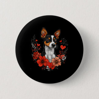 Valentine's Day Rat Terrier Dog  2 Inch Round Button