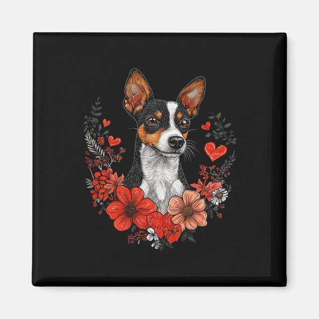 Valentine's Day Rat Terrier Dog  Magnet (Front)