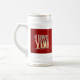 Valentine's Day Red 3D I Love You Beer Stein