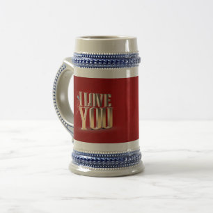 Valentine's Day Red 3D I Love You Beer Stein