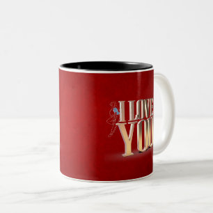 Valentine's Day Red 3D I Love You Two-Tone Coffee Mug