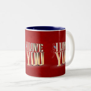 Valentine's Day Red 3D I Love You Two-Tone Coffee Mug