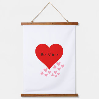 Valentines day red and pink hearts, be mine poster hanging tapestry