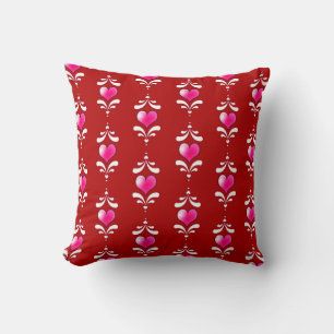 Valentine's day Red And Pink Hearts Pattern Throw Pillow