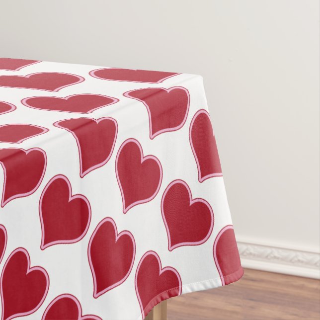 Valentine's Day Red And White Heart Pattern Love Tablecloth (In Situ)