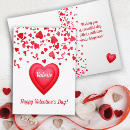 Valentine's Day Red Confetti Hearts Greeting Card