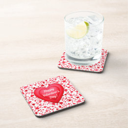 Valentine's Day Red Confetti Hearts Pattern Coaster