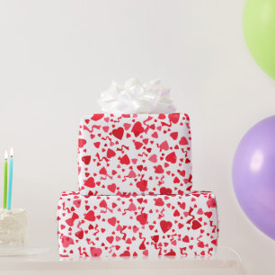 Valentine's Day Red Confetti Hearts Pattern Wrapping Paper