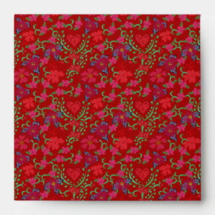 Valentine's Day Red Floral and Hearts Envelope