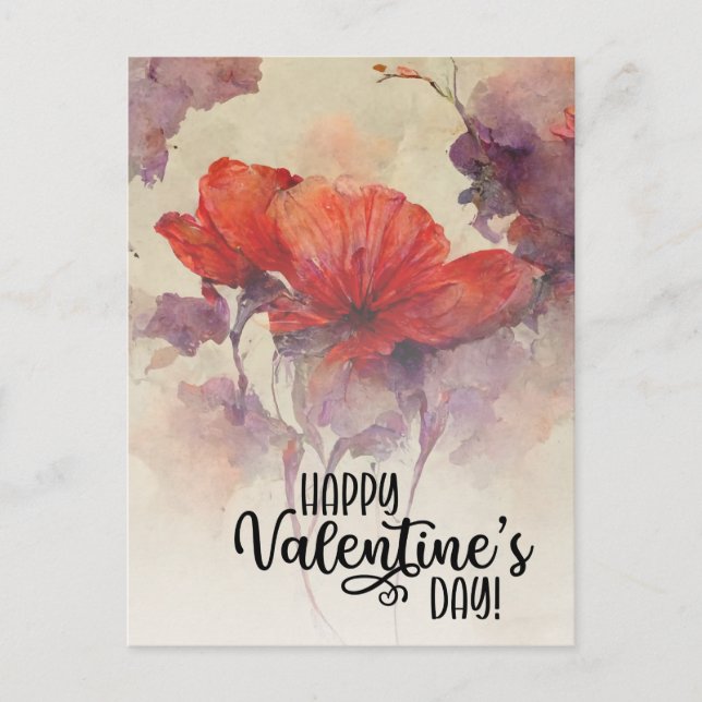 Valentine's Day Red Floral Bible Verse Christian Holiday Postcard (Front)