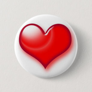 Valentine's Day Red Heart 2 Inch Round Button